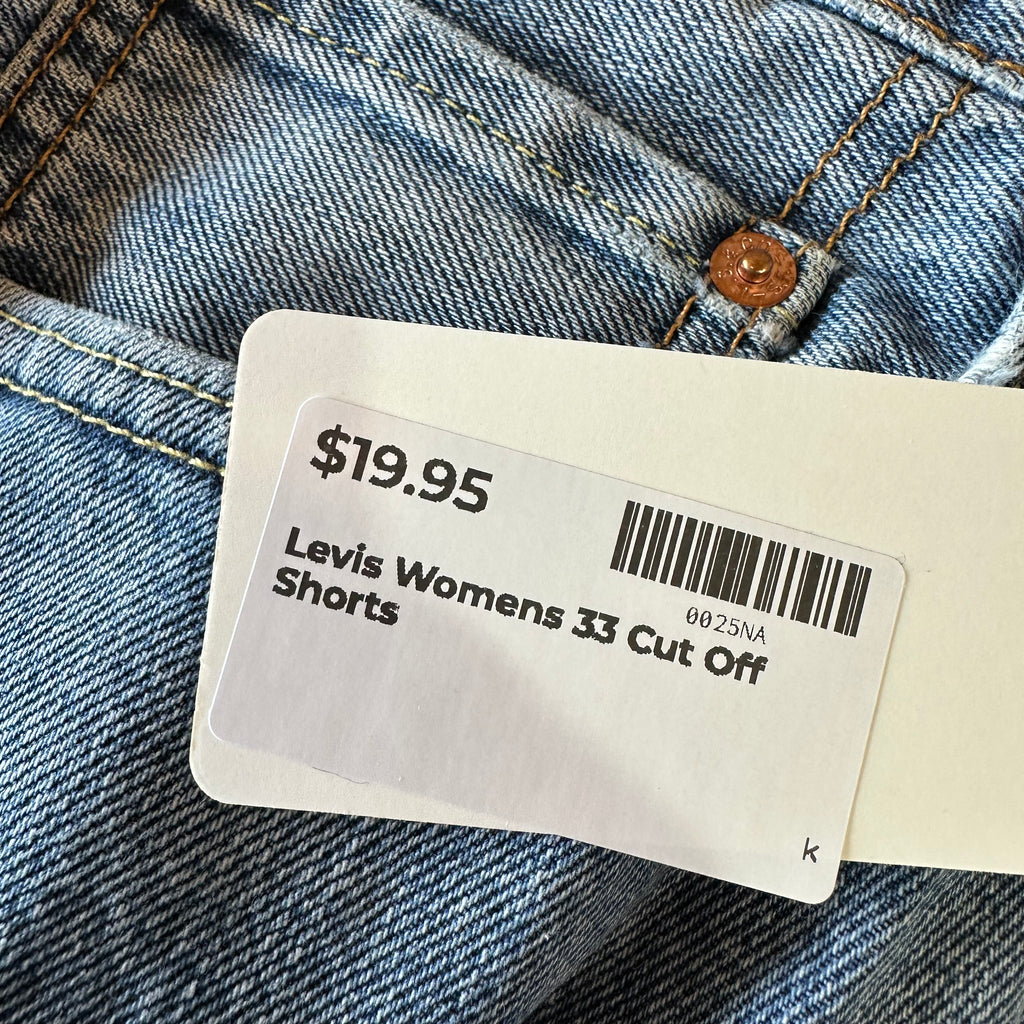 Levi's Cut Off Denim Blue High Rise Jean Shorts Womens 33 - 34x3"