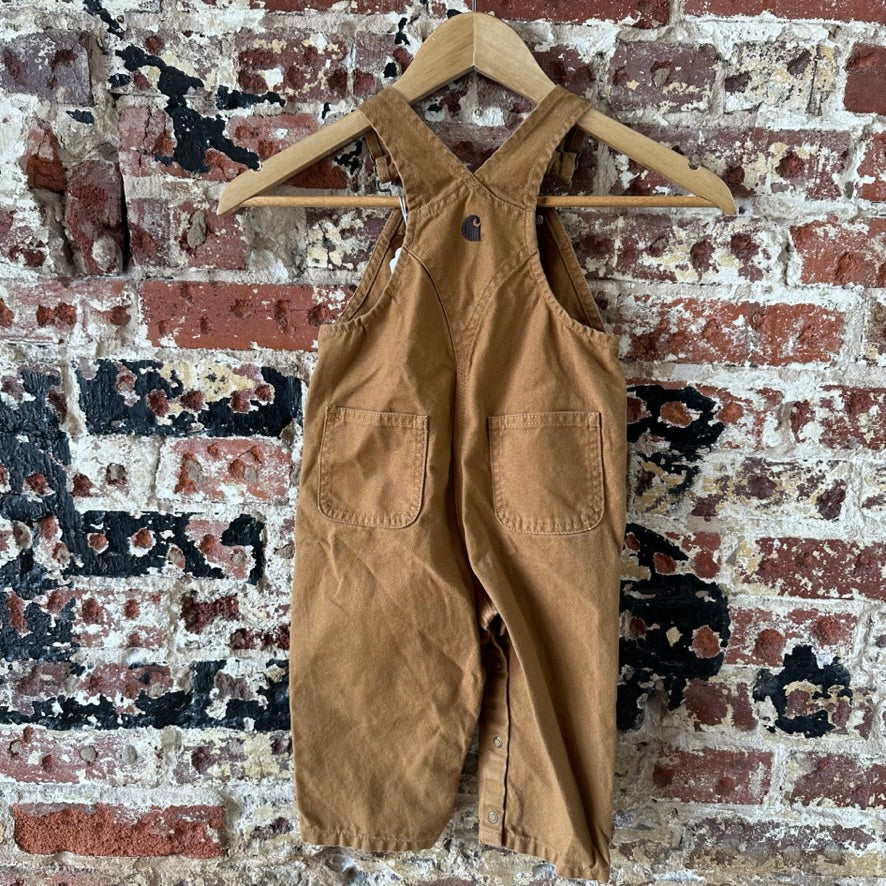Carhartt Brown Overall Bibs Kids 18M Farm Work Toddlers double knee