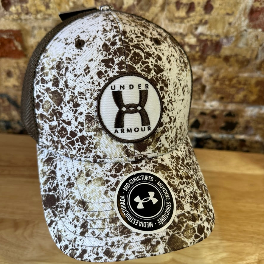 Under Armour UA Men's Brown White Camo Speckled One Size Cap Hat NWT