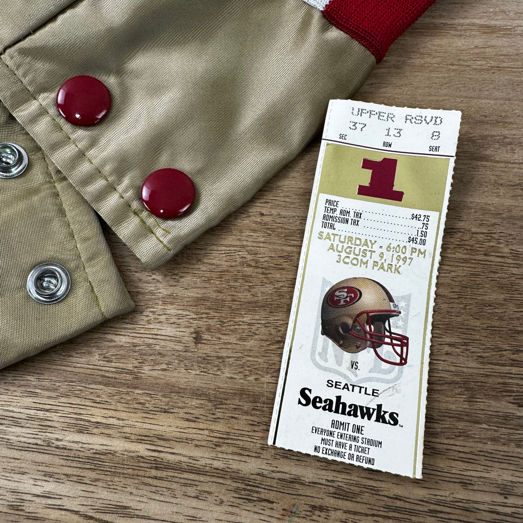Vintage San Francisco 49ers SF Gold Satin Jacket Locker Line Mens Large