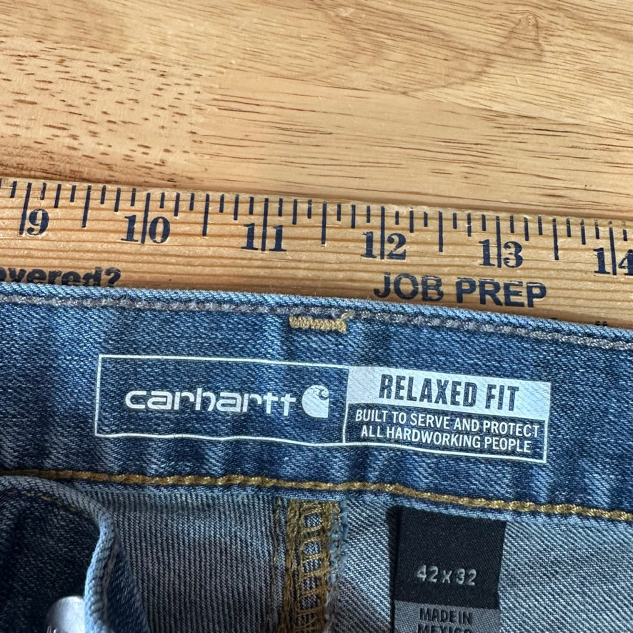 Carhartt Mens 42x32 Blue Jeans
