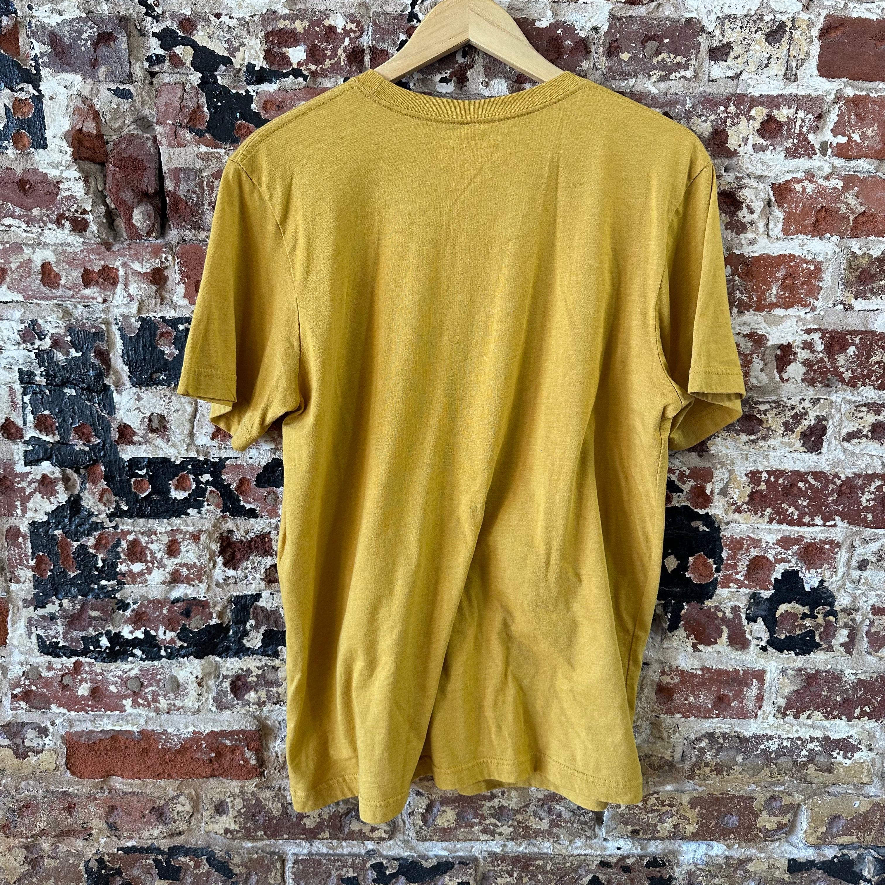 Rowdy Crowd Women's Large Short Sleeve Yellow T-Shirt Western Cow Skull