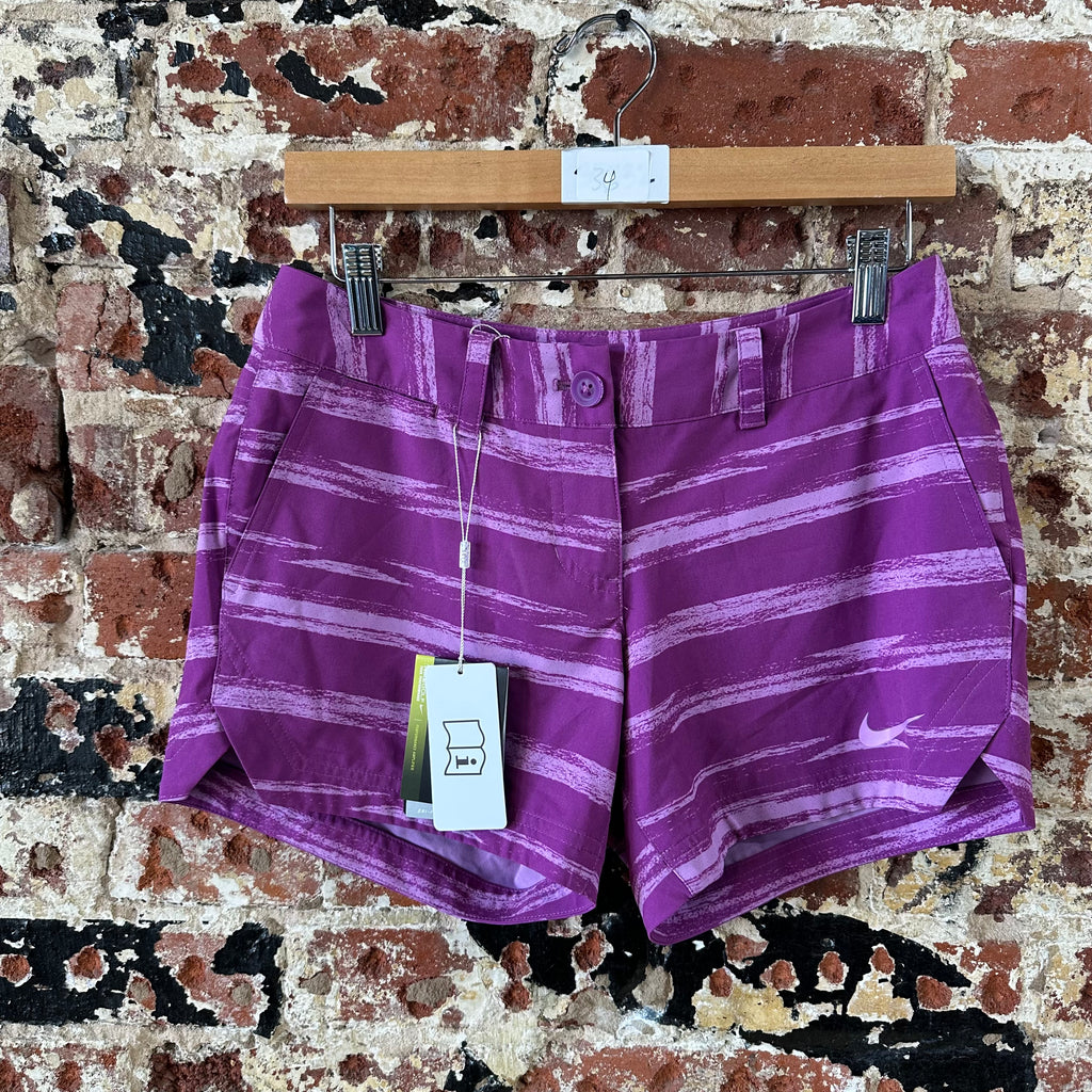 Nike Golf Shorts Purple Striped Tour Performance Womens 4 NEW 28x4"