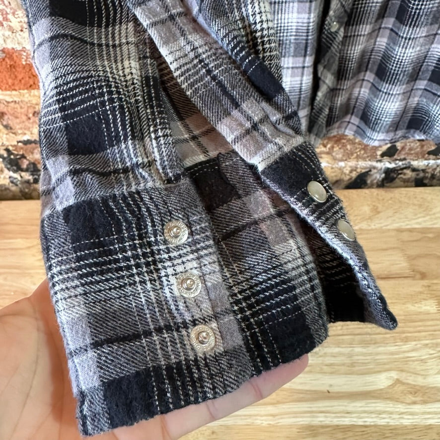 Wrangler Wrancher Flannel Shirt Mens XLT Pearl Snap Button Long Sleeve Plaid