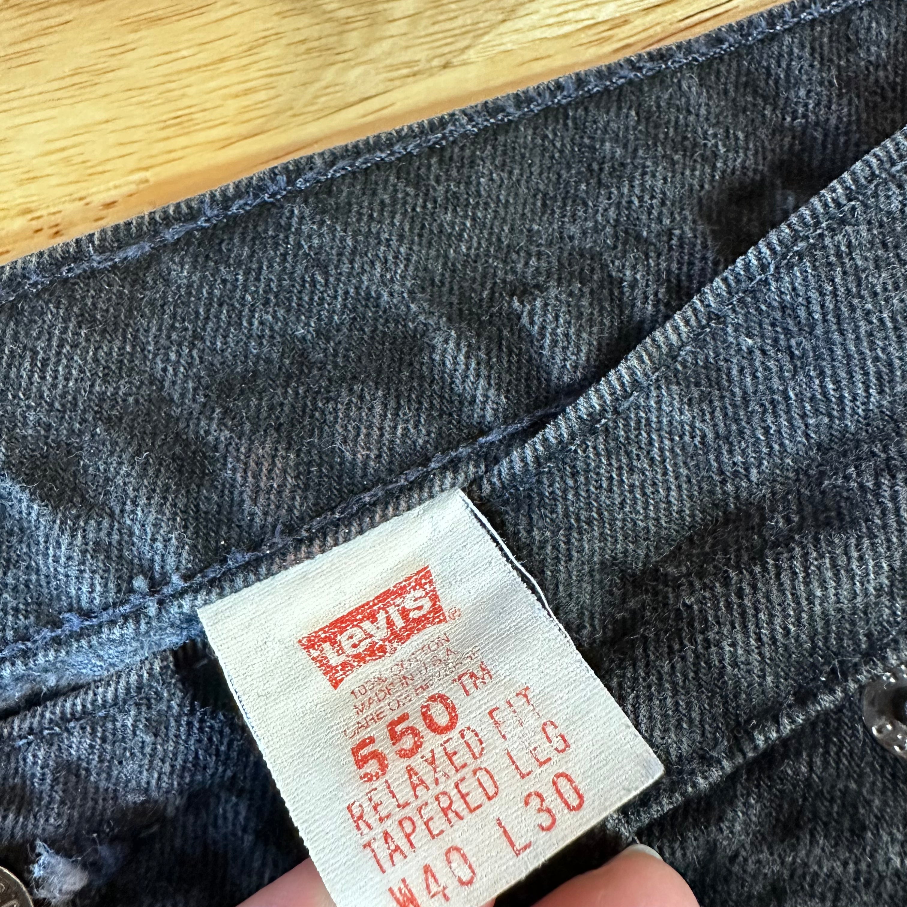 Vtg Levis 550 Black Orange Tab Relaxed Tapered Mens Jeans 40x30 USA 1996 90s
