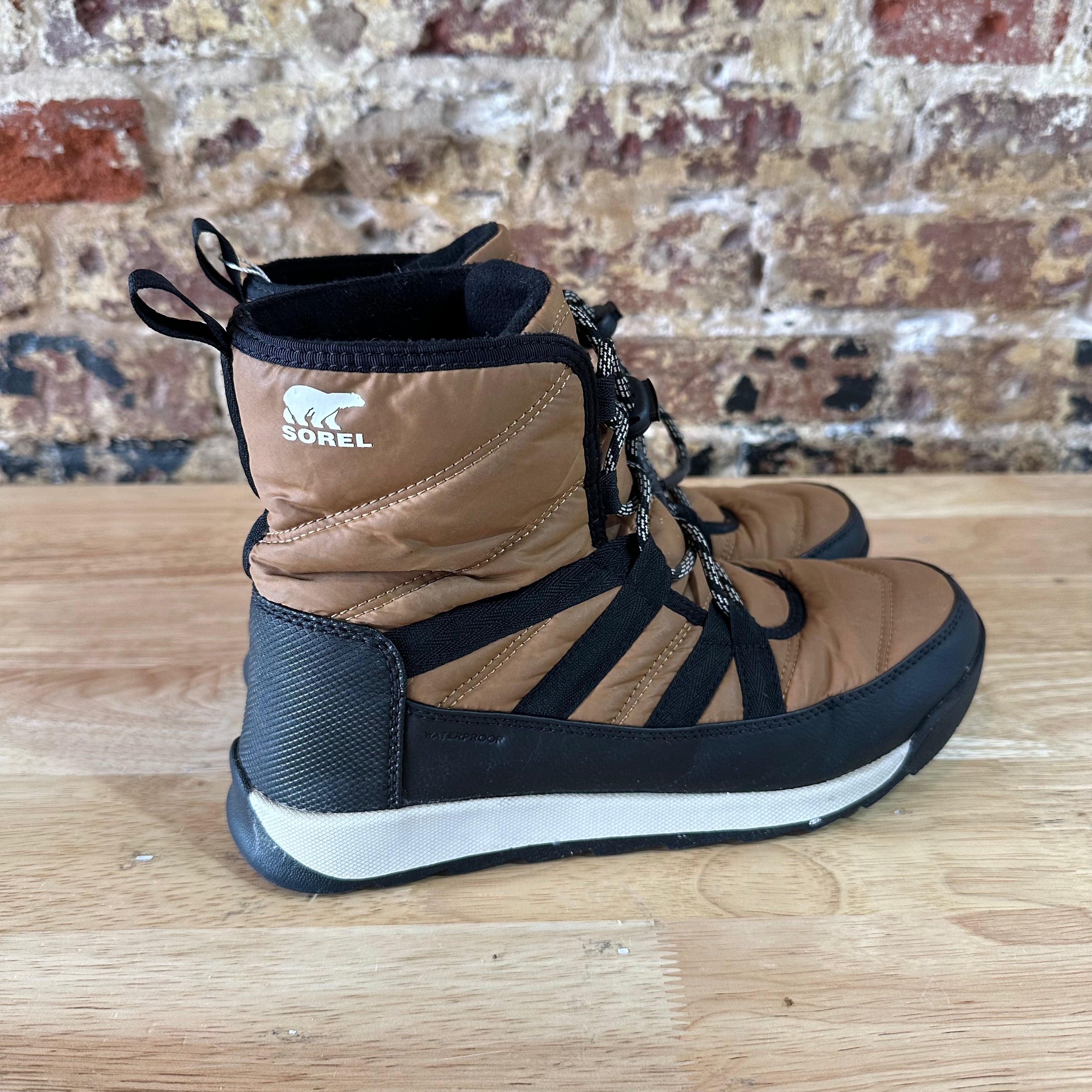 Sorel Whitney II Short Elastic Lace Winter Boots Waterproof Elk Womens 7 Brown