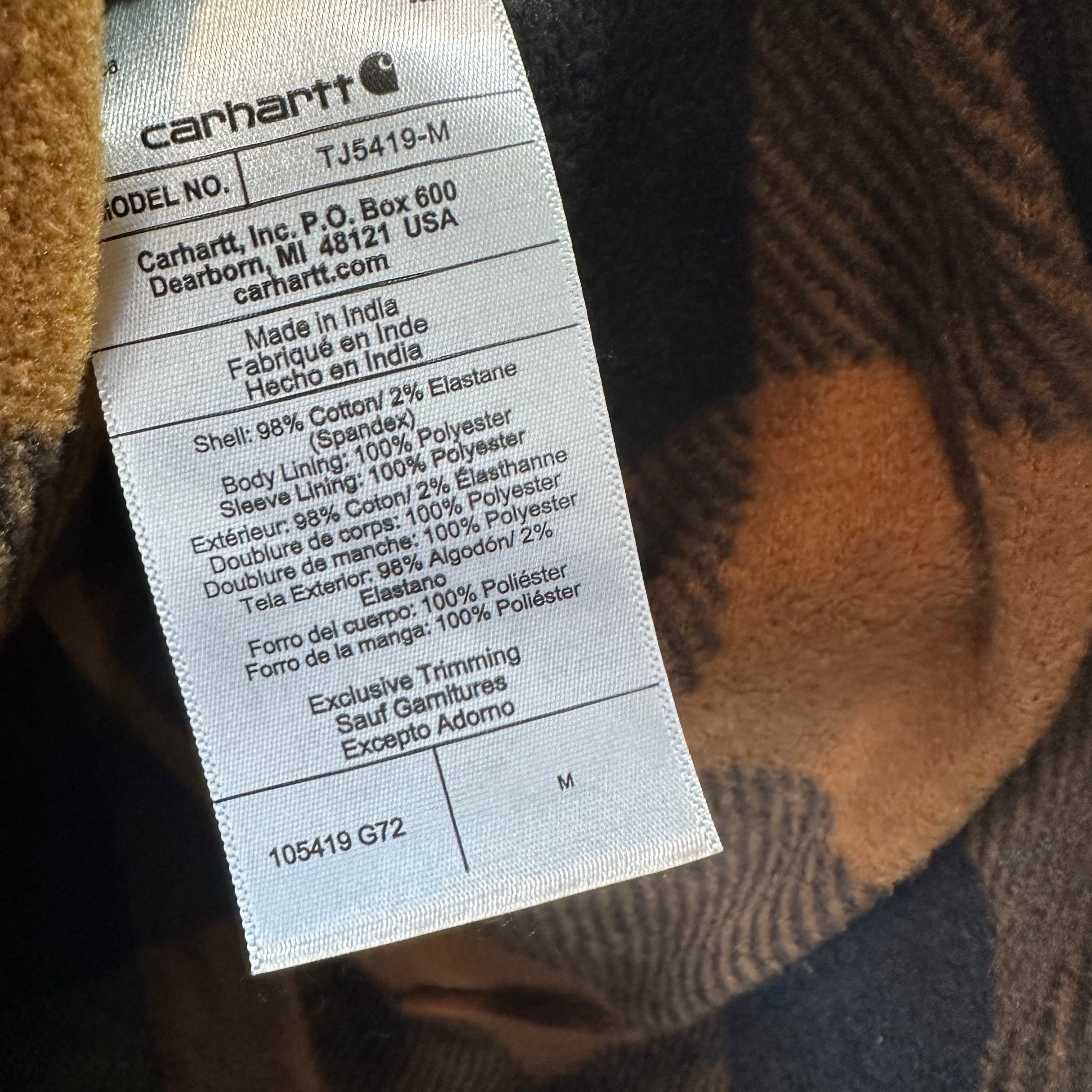 Carhartt Mens Medium Green Flannel Shirt