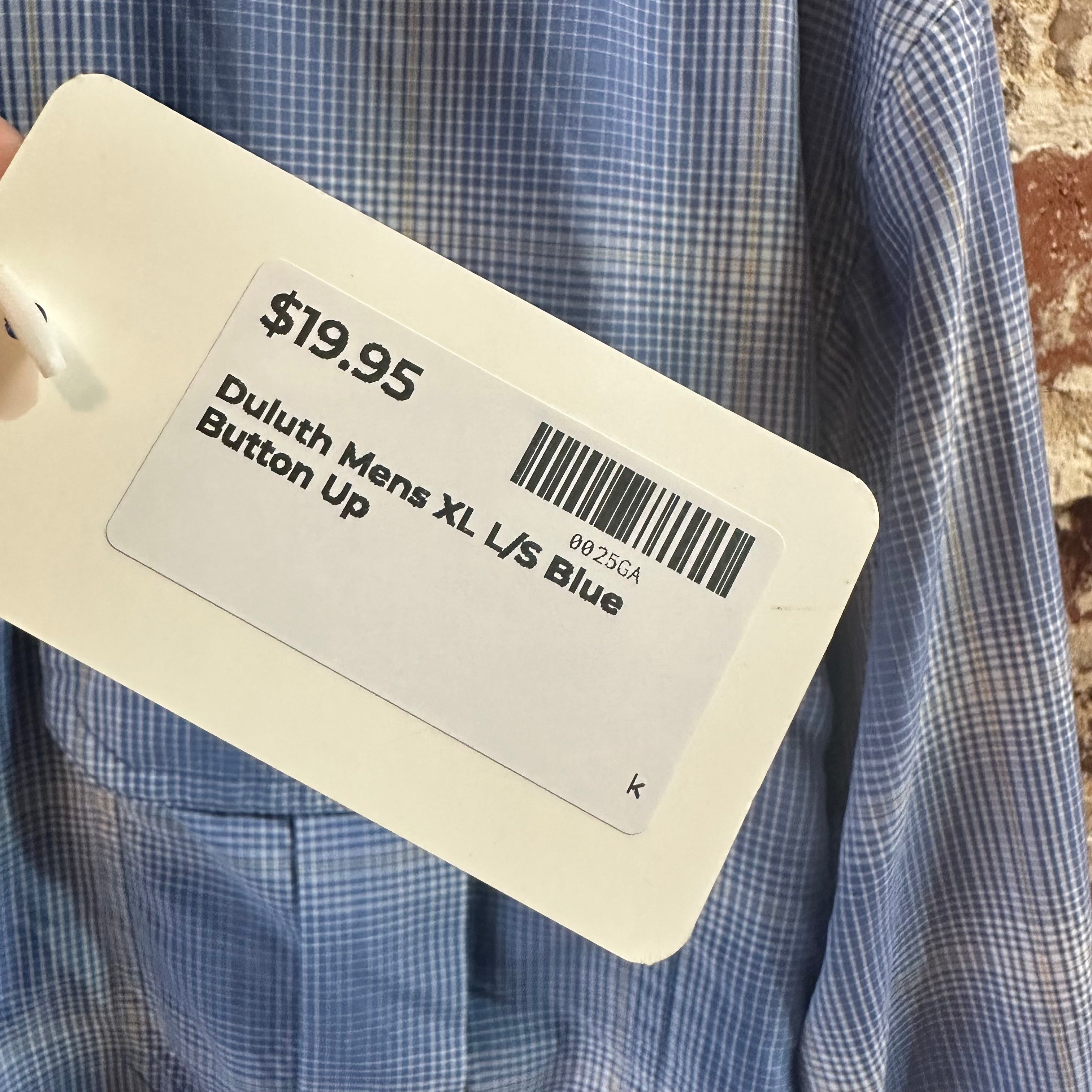 Duluth Trading Mens XL Button Down Shirt Blue Plaid Long sleeve Nylon
