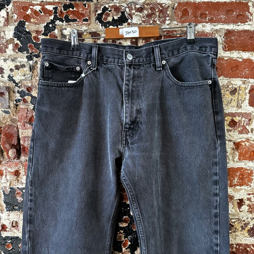 Levis 505 Jeans Mens 38x30 Regular Zip fly Faded Black denim Levi's