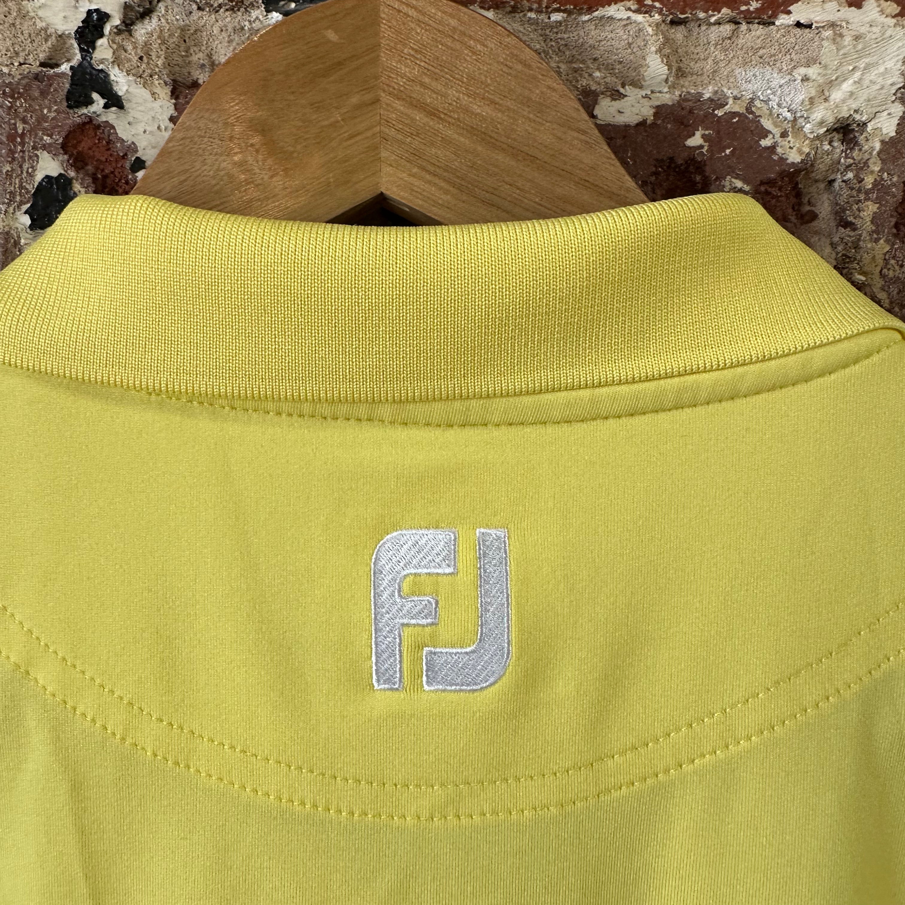 Footjoy Golf Shirt Mens XL TFC yellow blue Stripe Performance