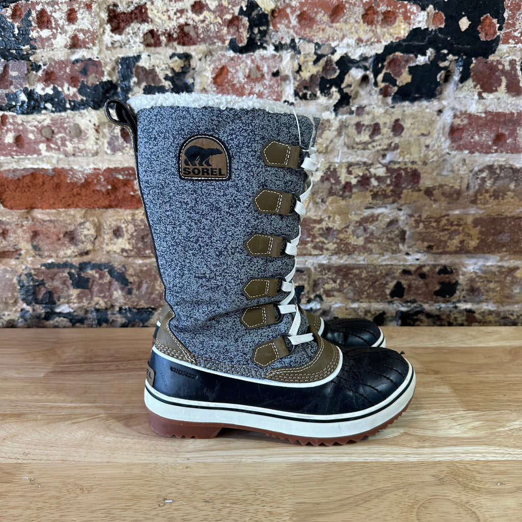 Sorel Tivoli High ll Snow Boots Woman's Winter Boot Grey Black Size 6