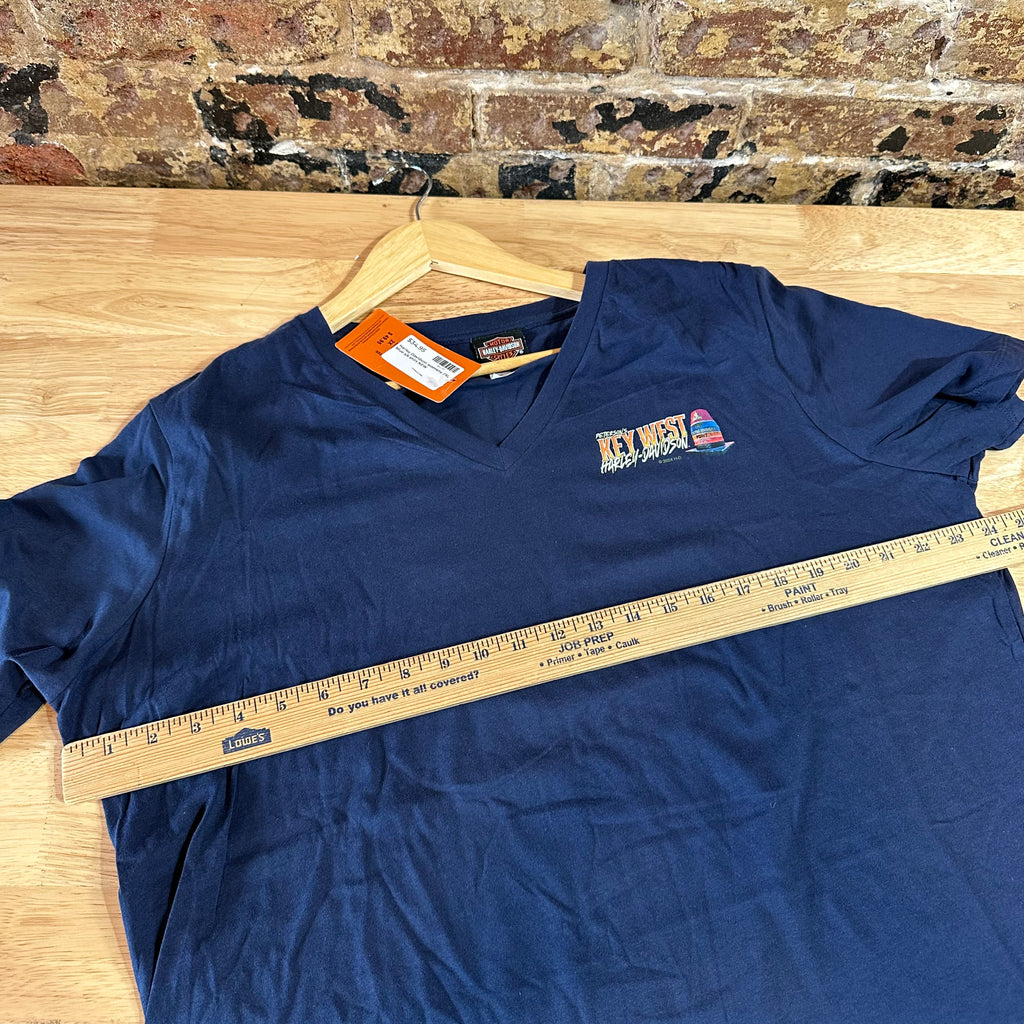 Harley Davidson Women's 2XL Short Sleeve Blue T-Shirt V-Neck NEW