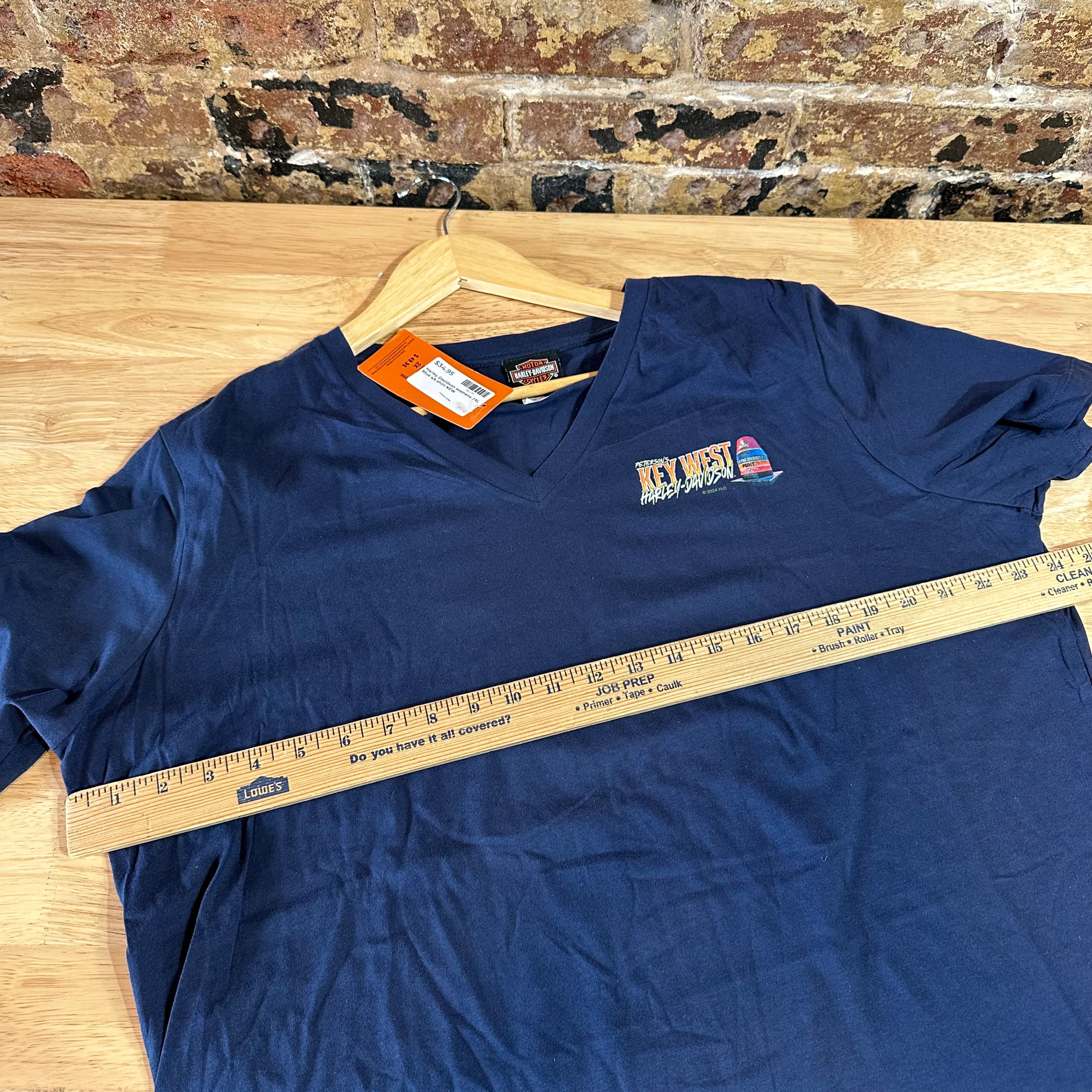 Harley Davidson Women's 2XL Short Sleeve Blue T-Shirt V-Neck NEW