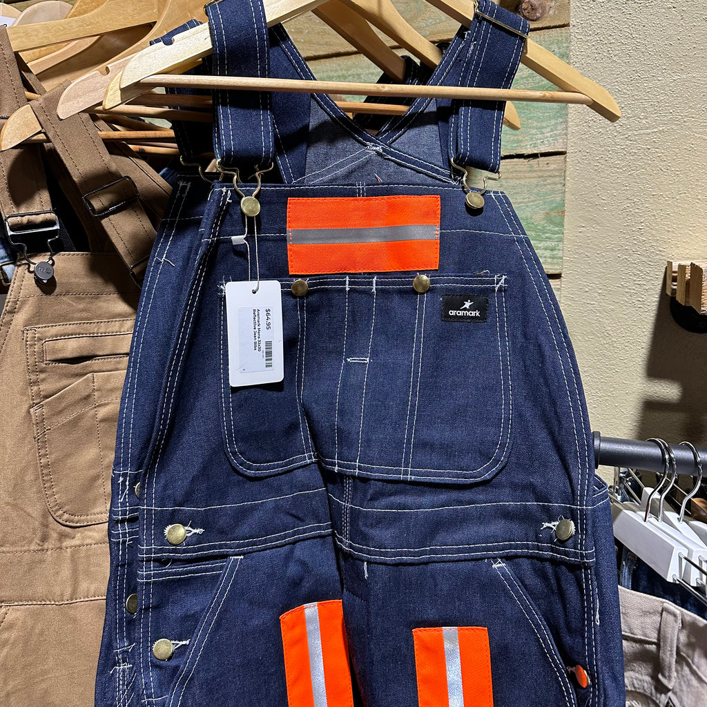 Aramark Mens 32x30 Reflective Jean Bib Overalls