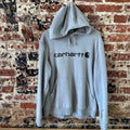 Carhartt Hoodie Sweatshirt Gray Mens Size Large Force Relaxed Fit Spellout