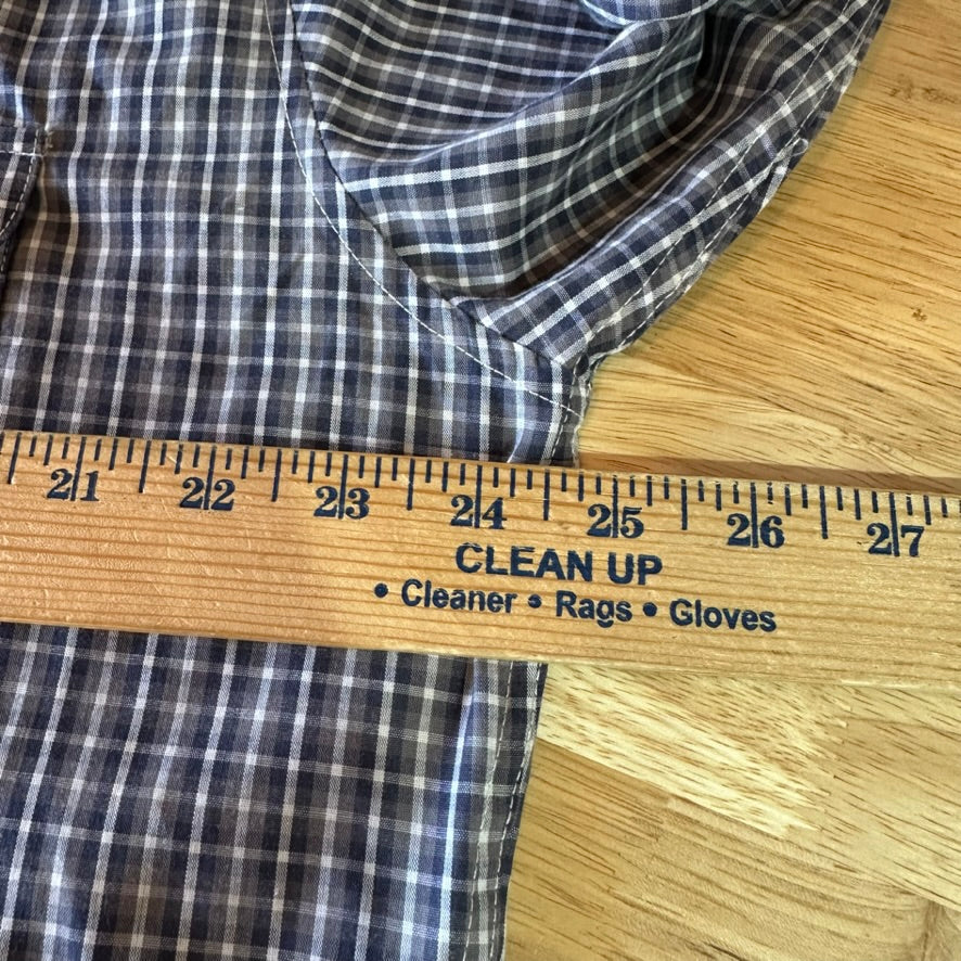 Panhandle Slim Large Shirt Button Down Long Sleeve Blue Western Gray Plaid