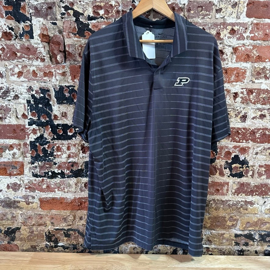Nike Purdue Polo Shirt Black Gray Dri Fit Short Sleeve Mens 2XL XXL