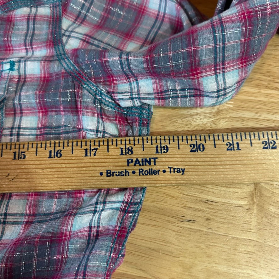 Ariat Womens Shirt Long Sleeve Snap Button Front Plaid Western Print Medium