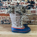 Sorel Joan Of Arctic Faux Fur Trimmed Leather Lace Up Boots Size 7 Tan Blue