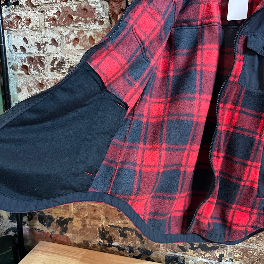 Columbia Womens Large Red Plaid Fleece Jacket