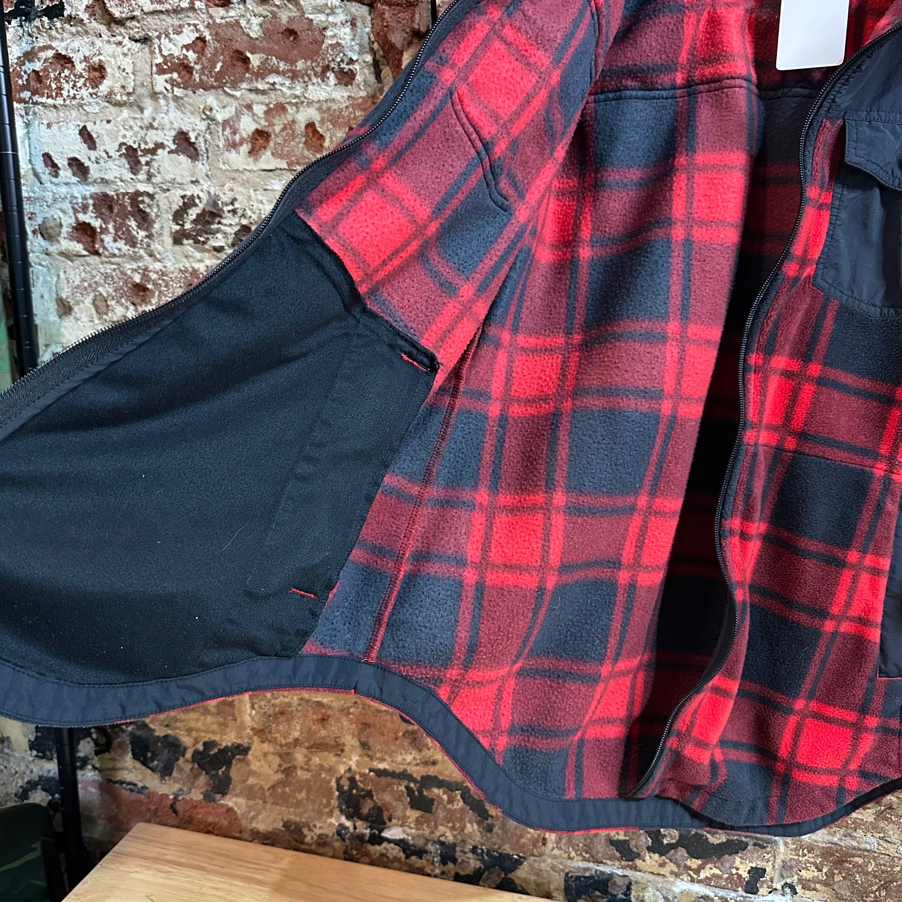 Columbia Womens Large Red Plaid Fleece Jacket