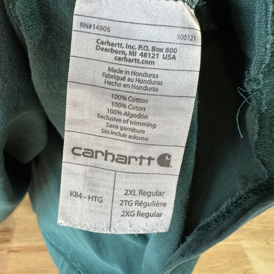 Carhartt Men's 2XL Short Sleeve T Shirt Henley Logo Pocket T Green