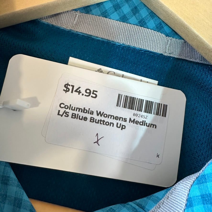 Columbia Womens Medium Long Sleeve Casual Shirt Button Up Blue