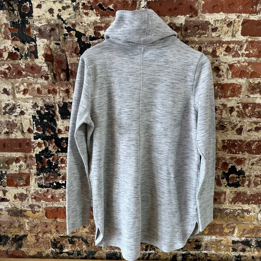 Duluth Sweater Womens Large Gray Sweatshirt Tunic Cowl Funnel Turtle Neck