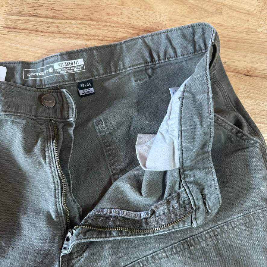 Carhartt Mens 38x34 Green Double Knee Pants