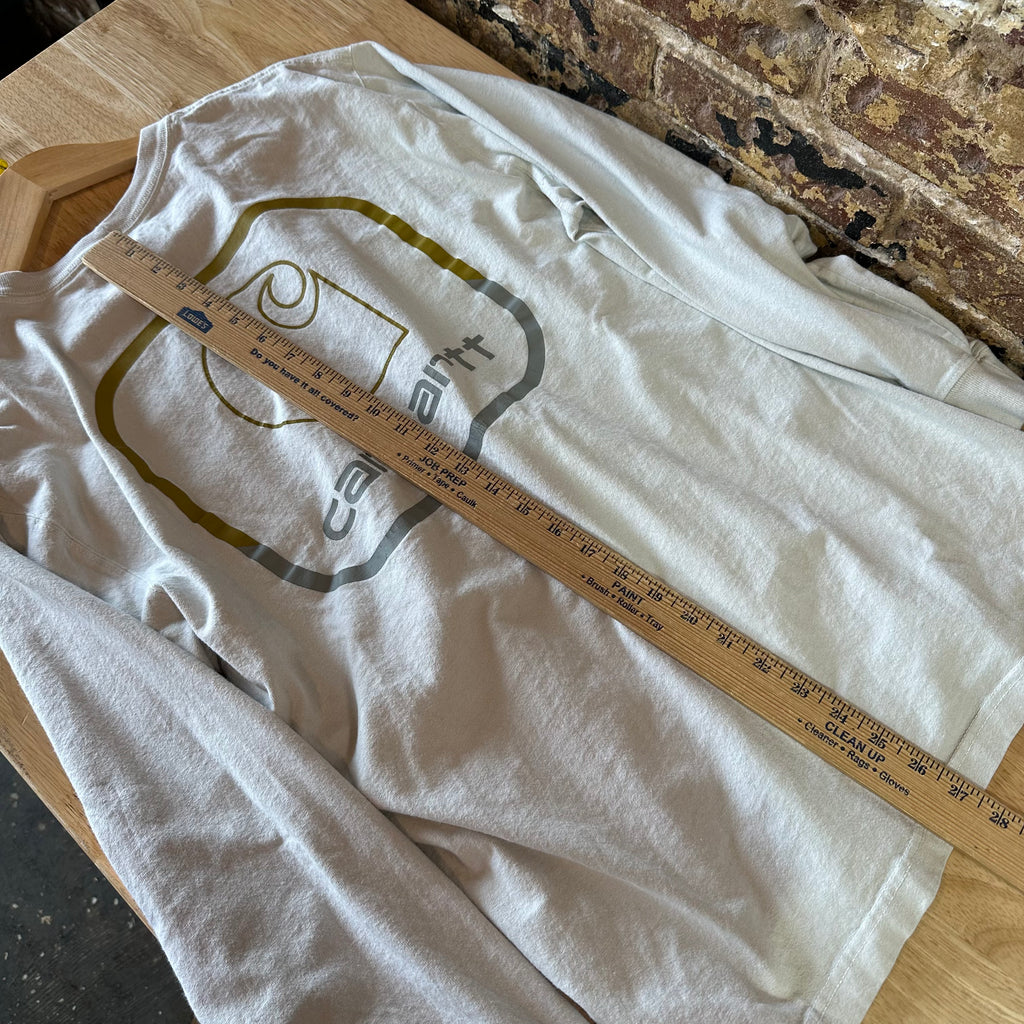 Carhartt Men's Medium Long Sleeve T Shirt White Loose Fit Logo