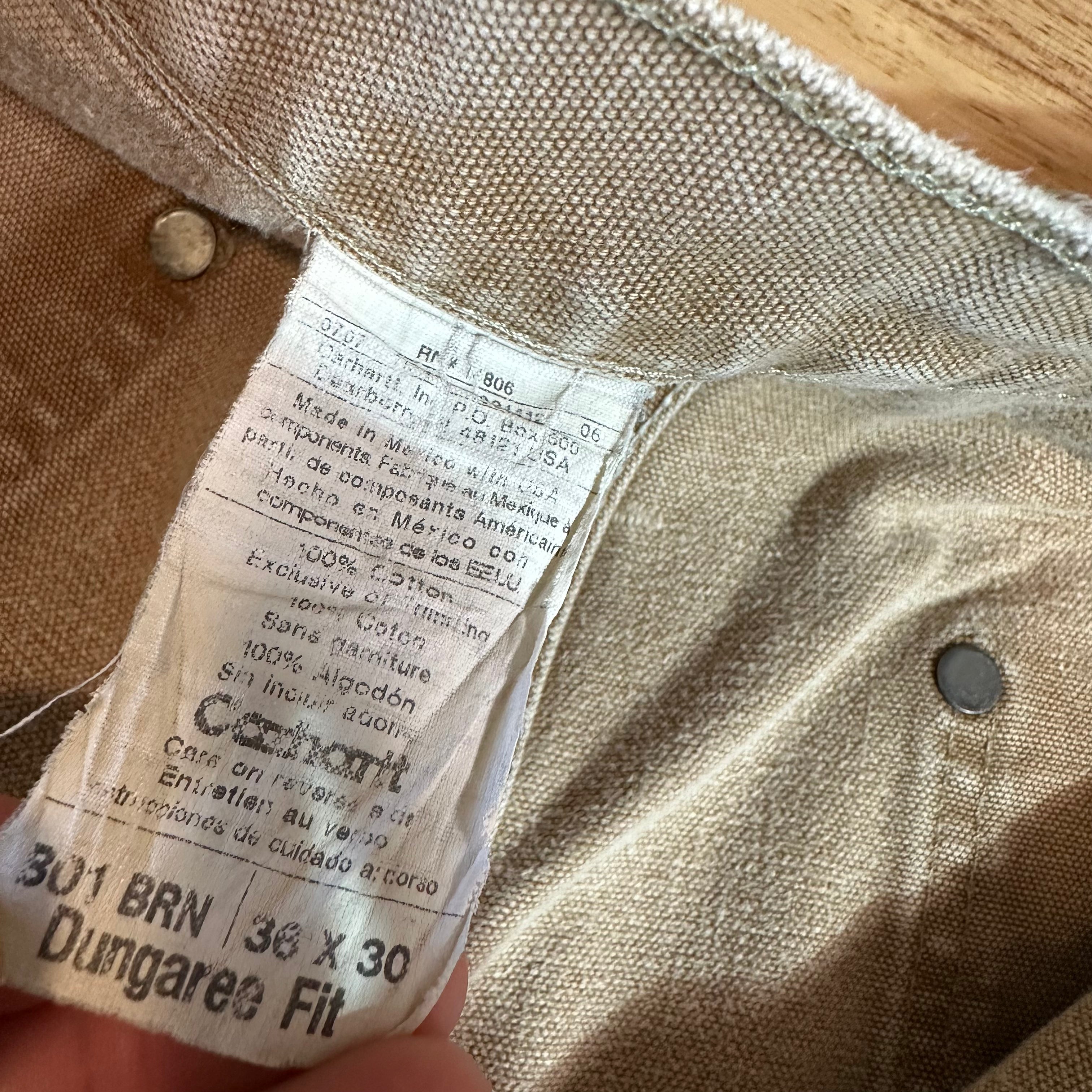 Carhartt B01 BRN Mens 36x30 Double Knee Pants
