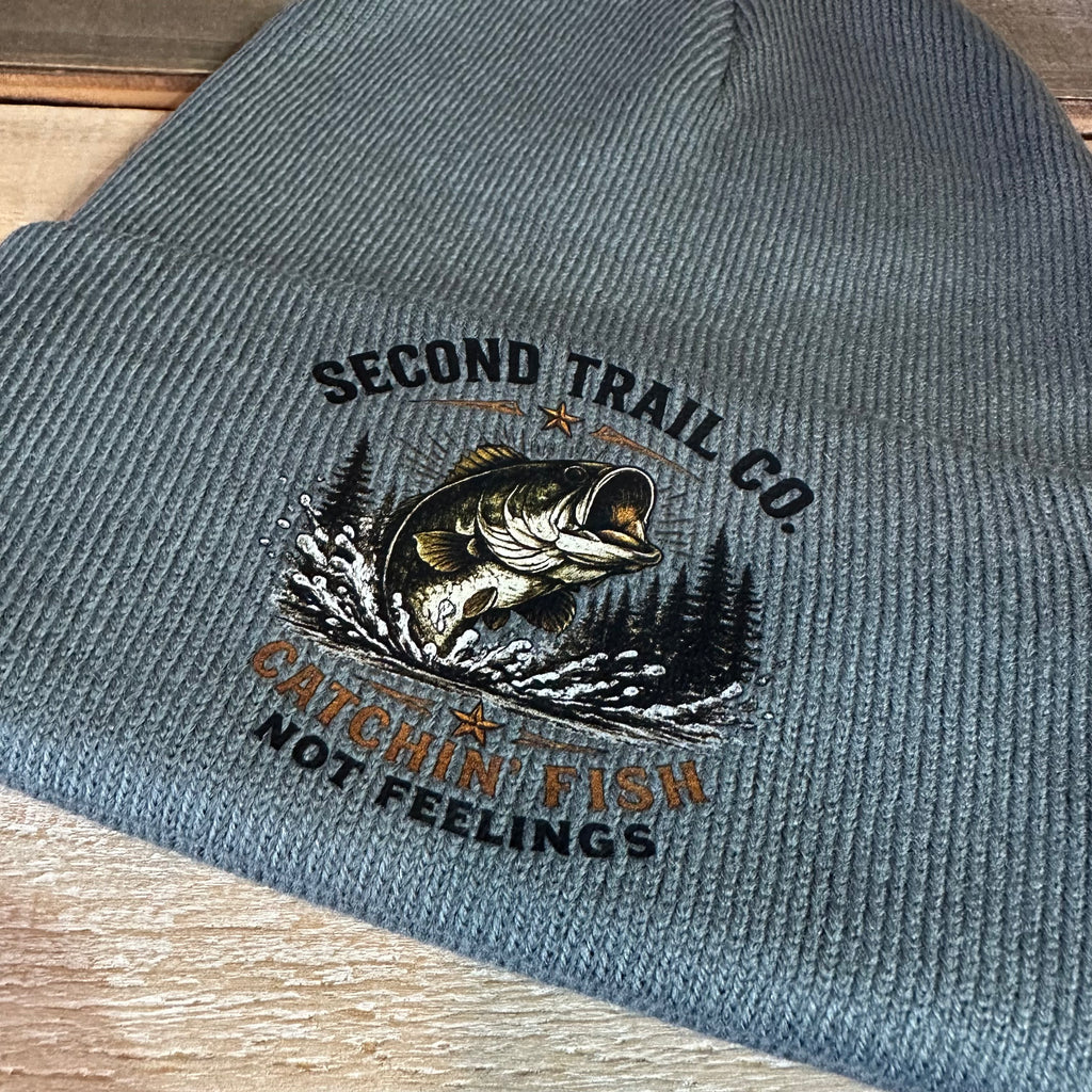 Second Trail Fishing Gray Beanie New
