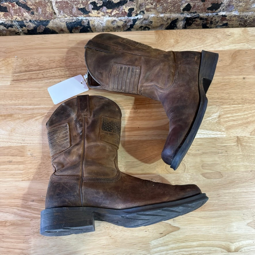 Ariat Men's Rambler Patriot Distressed Brown Flag Boots 10029692 Sz 8 D