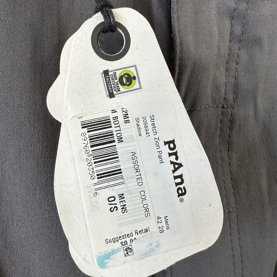 Prana Stretch Zion Straight Pant Men’s 42x28 Pants Gray NEW
