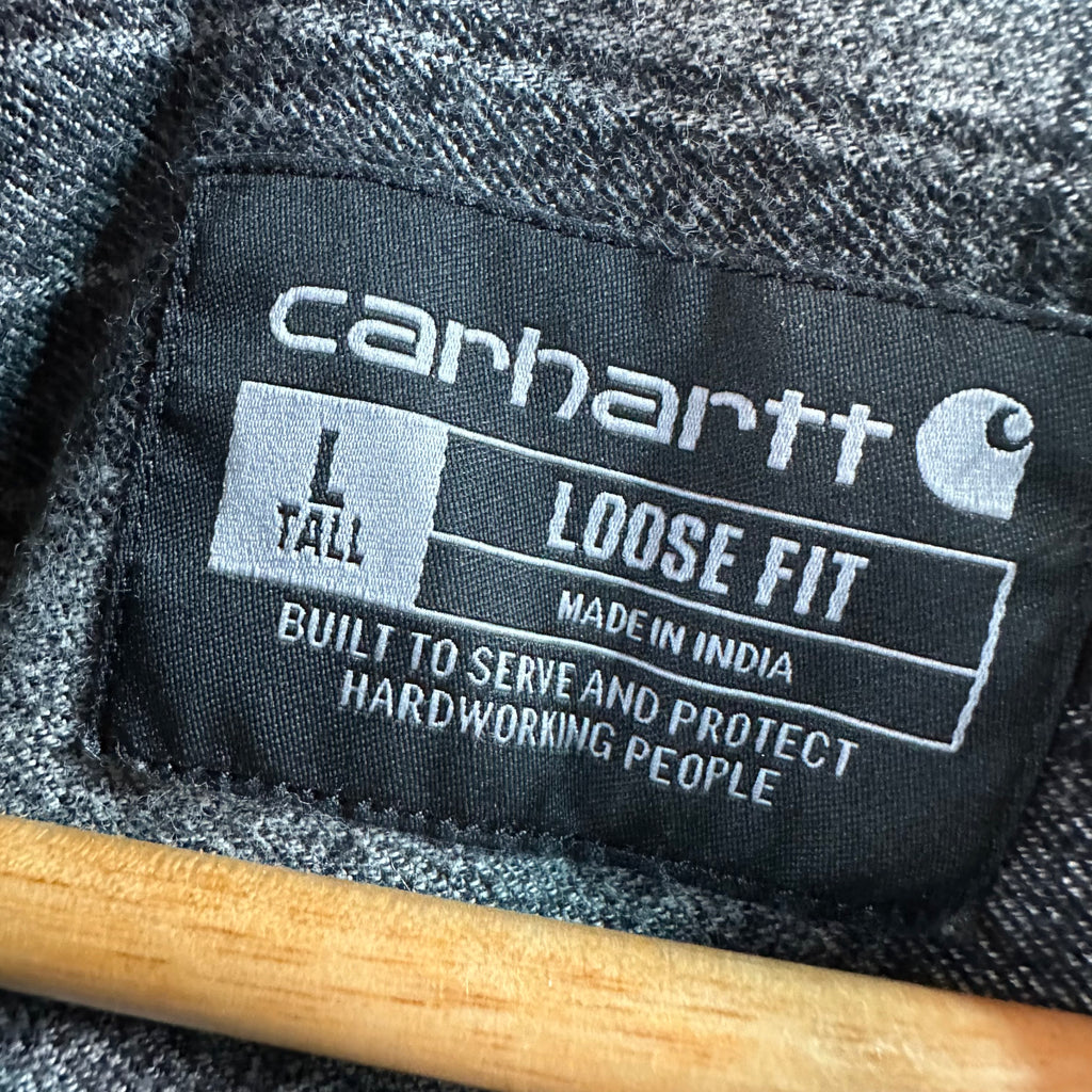 Carhartt Mens Large Tall Gray Black Flannel