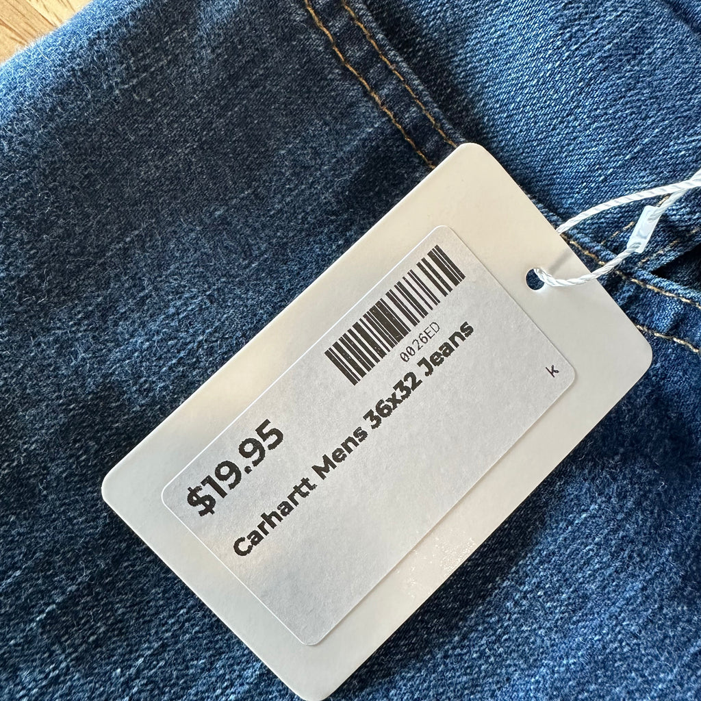Carhartt Mens 36x32 Blue Jeans