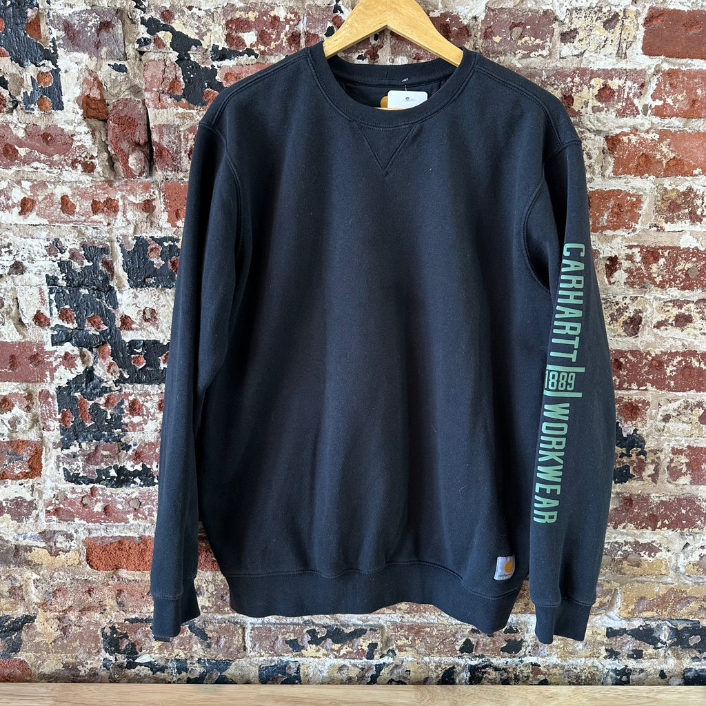 Carhartt Sweatshirt Mens Black Crewneck Size Medium Sleeve Logo