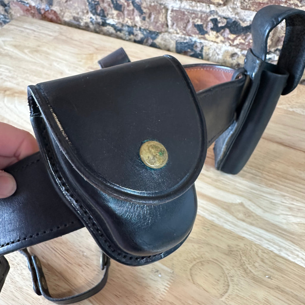Vintage Strong Leather Revolver Holster Black Belt USA Made Duty Holders