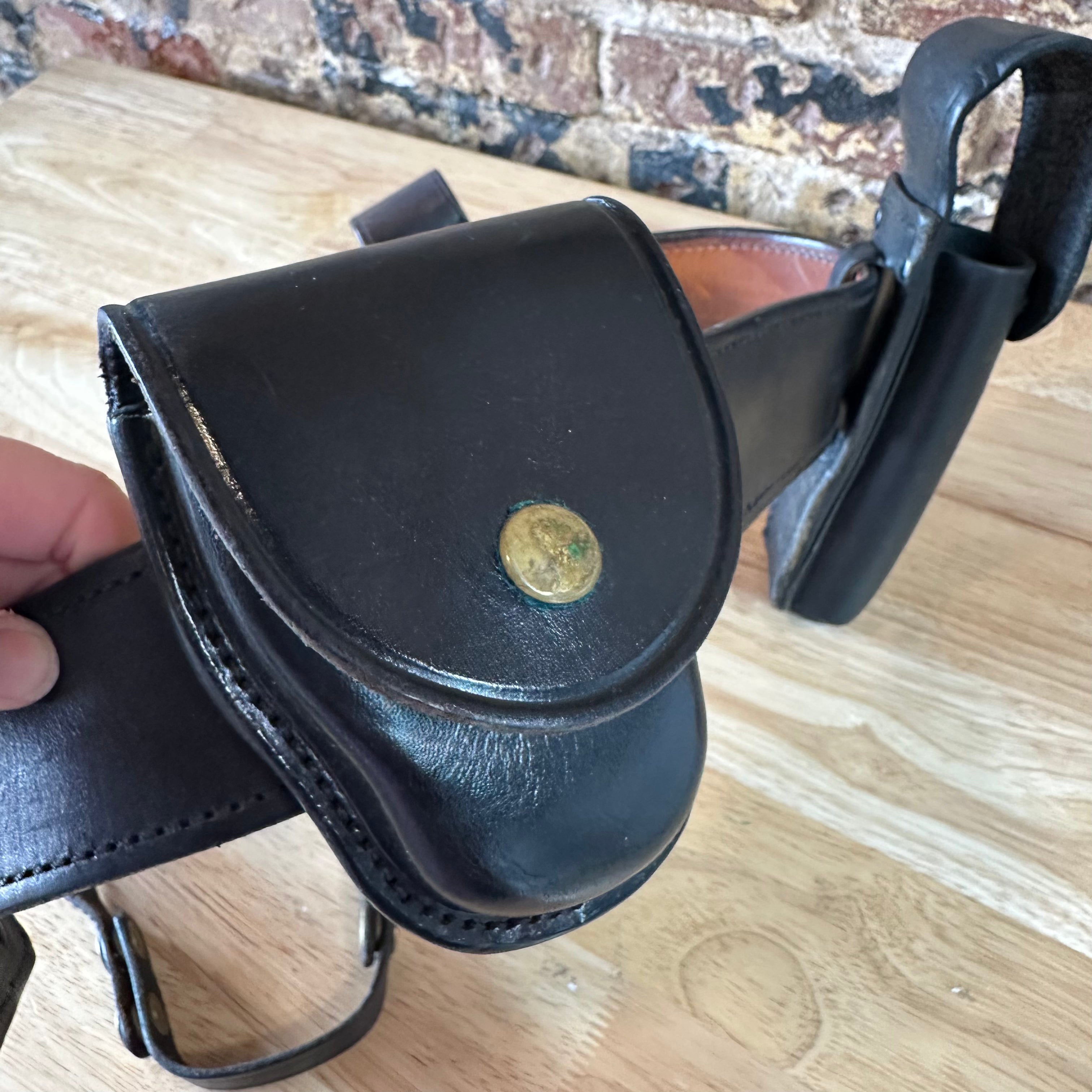 Vintage Strong Leather Revolver Holster Black Belt USA Made Duty Holders