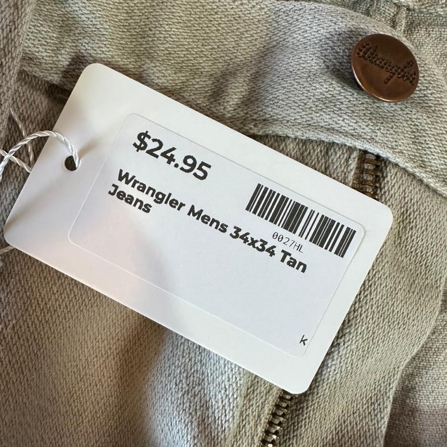 Wrangler Mens 34x34 Tan Jeans