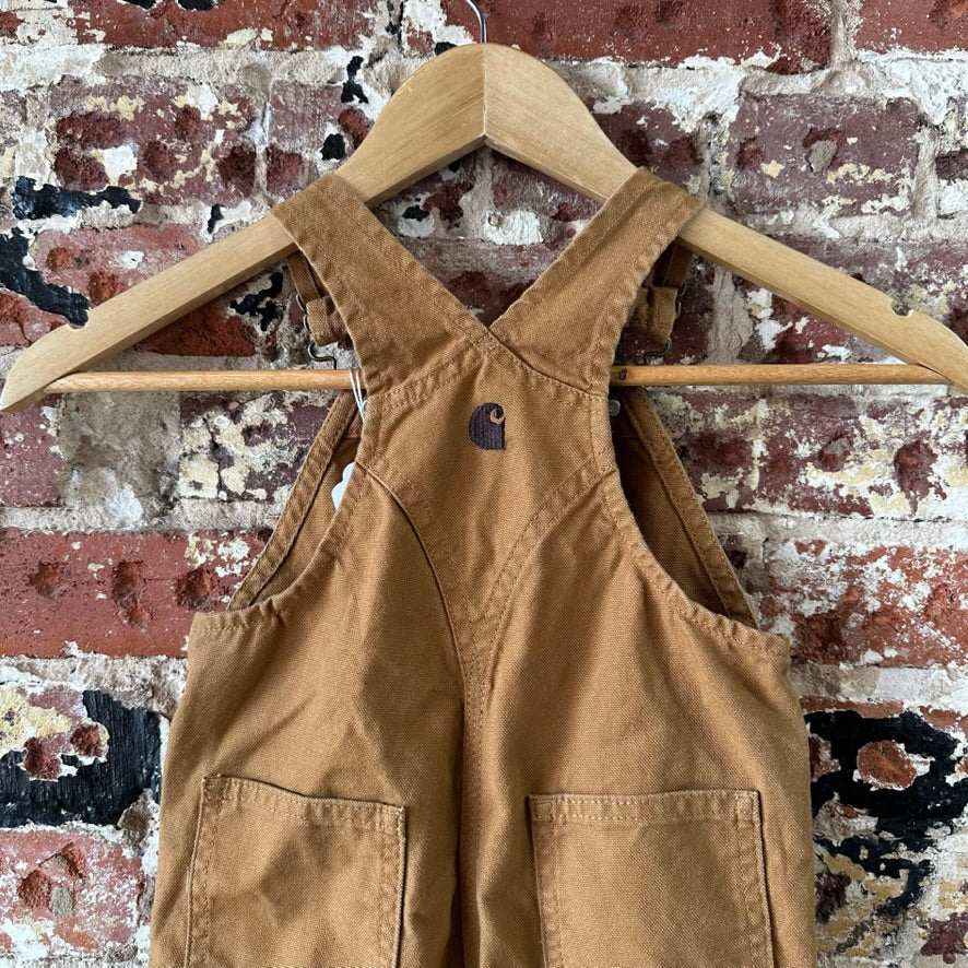 Carhartt Brown Overall Bibs Kids 18M Farm Work Toddlers double knee