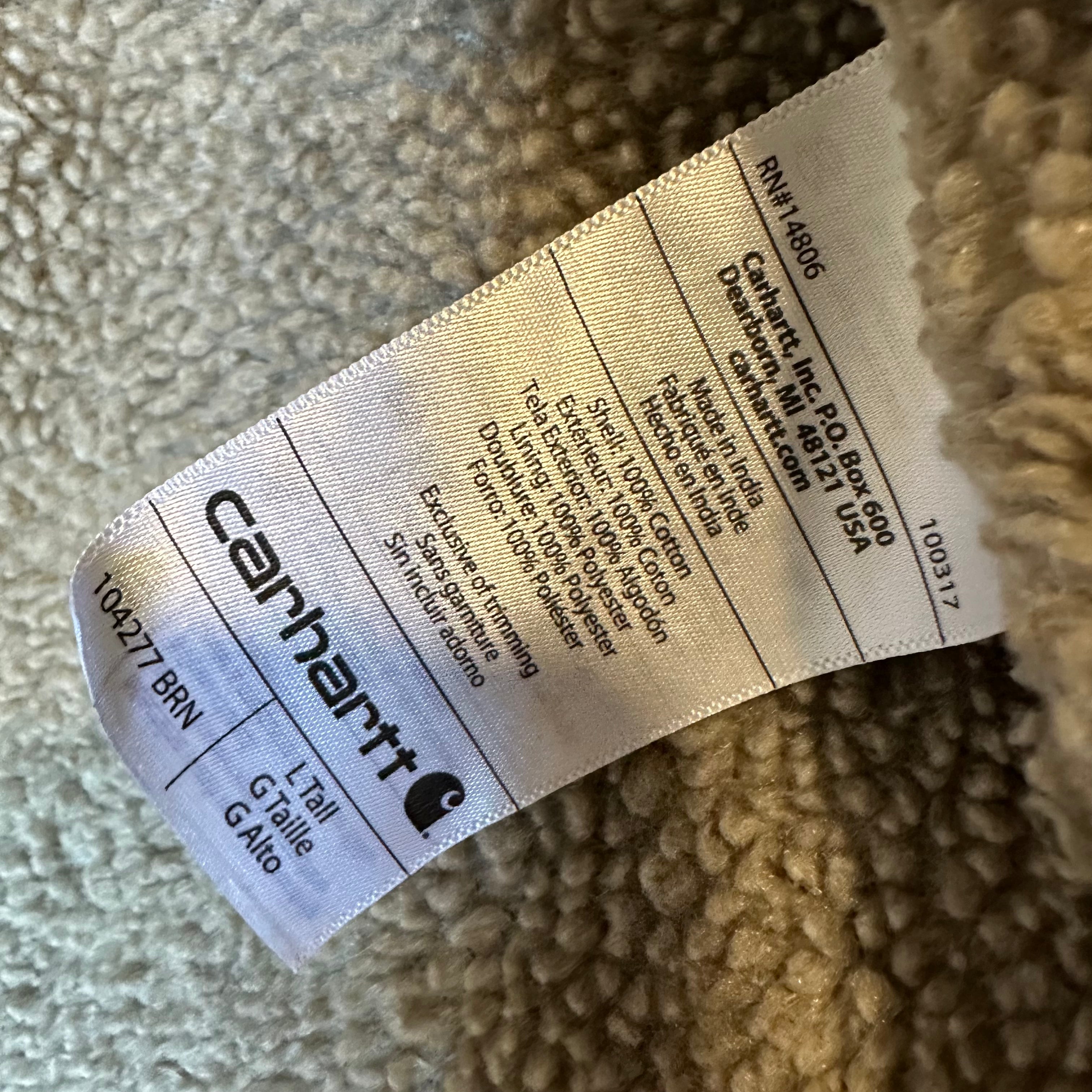 Carhartt Brown Sherpa Lined Men's Large Tall Vest
