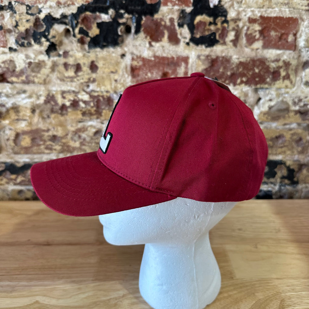 Lucky Brand Mens Red Varsity L Logo Snapback Hat Adjustable Cotton Baseball Cap