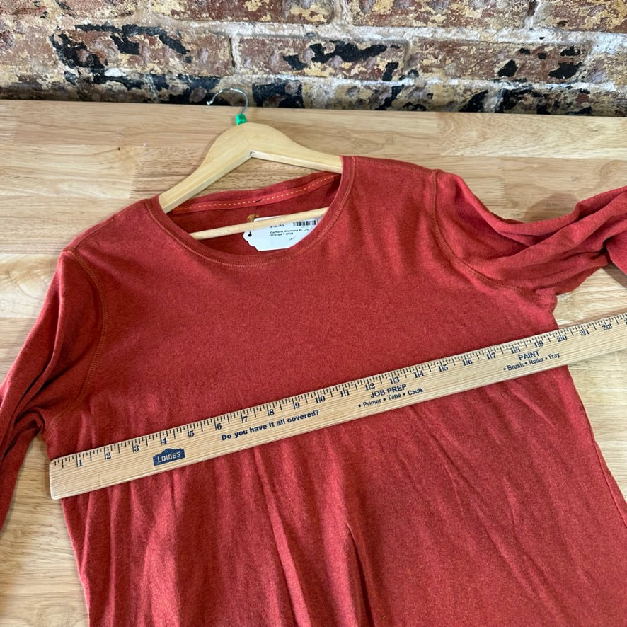 Carhartt T-Shirt Womens XL Long sleeve Work casual reddish orange