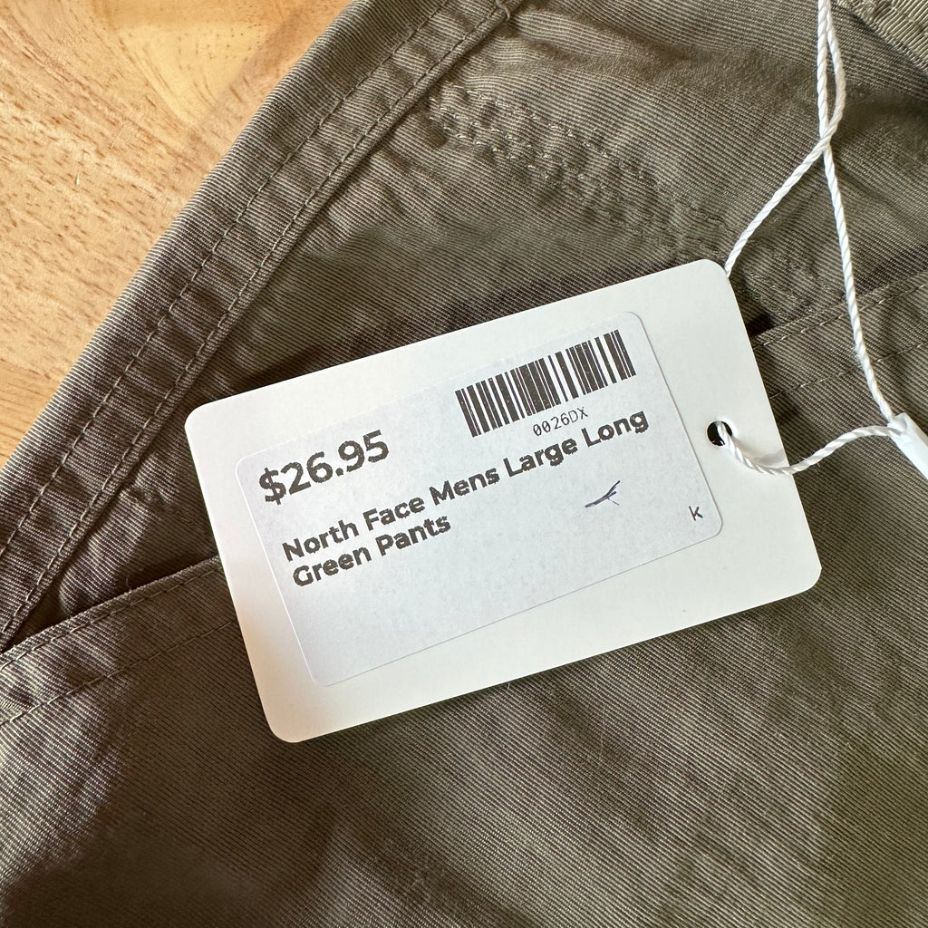 North Face Mens Large Long Green Pants