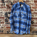 Rock N Roll Shirt Mens XL Long Sleeve Western Aztec Pearl Snap Southwestern Blue