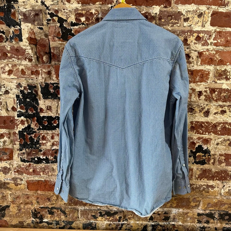 Rafter C Shirt Mens Medium Blue Western Pearl Snap Cowboy Collection Rodeo L/S