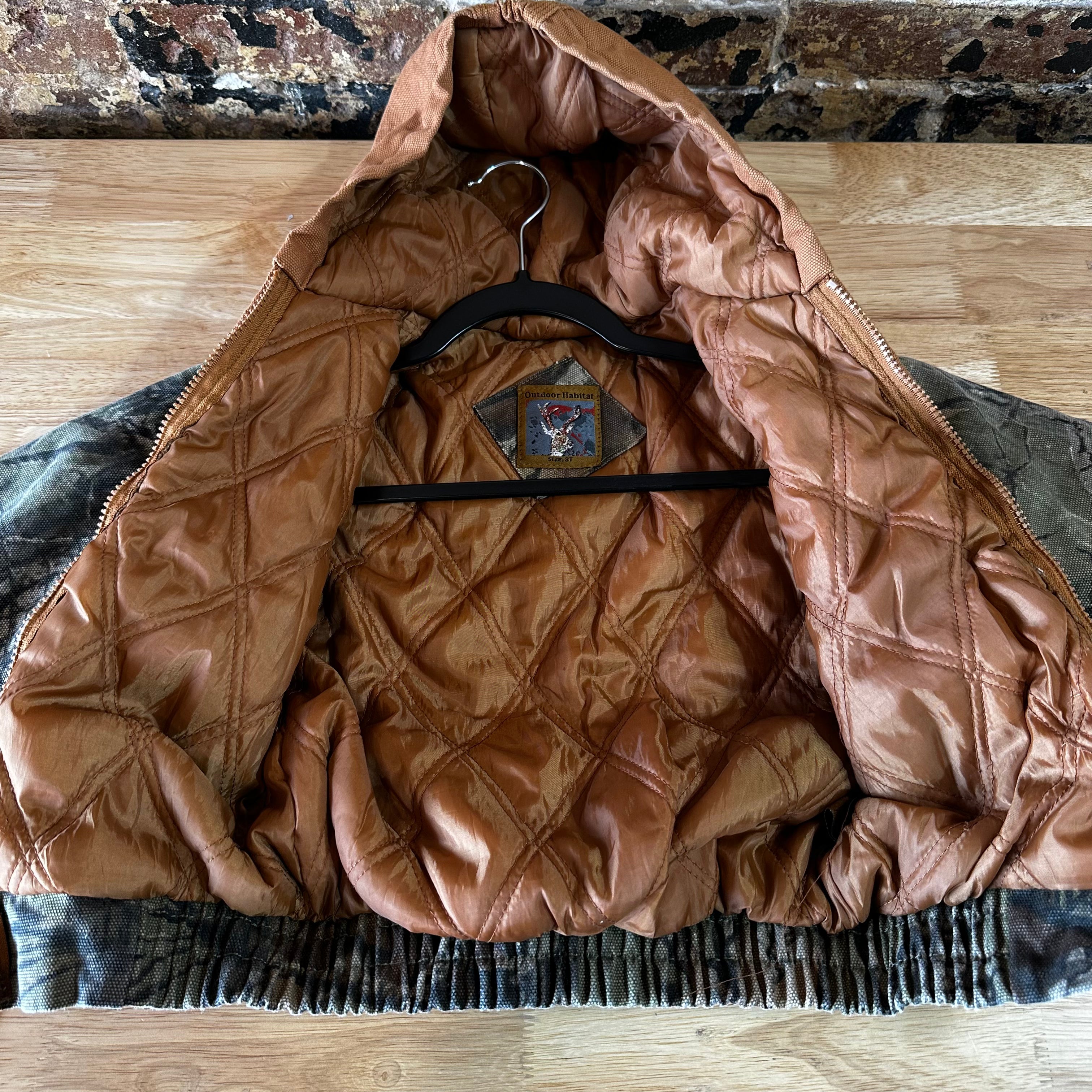 Outdoor Habitat Jacket Toddlers 3T Brown Camouflage Camo Hooded Canvas Hunting