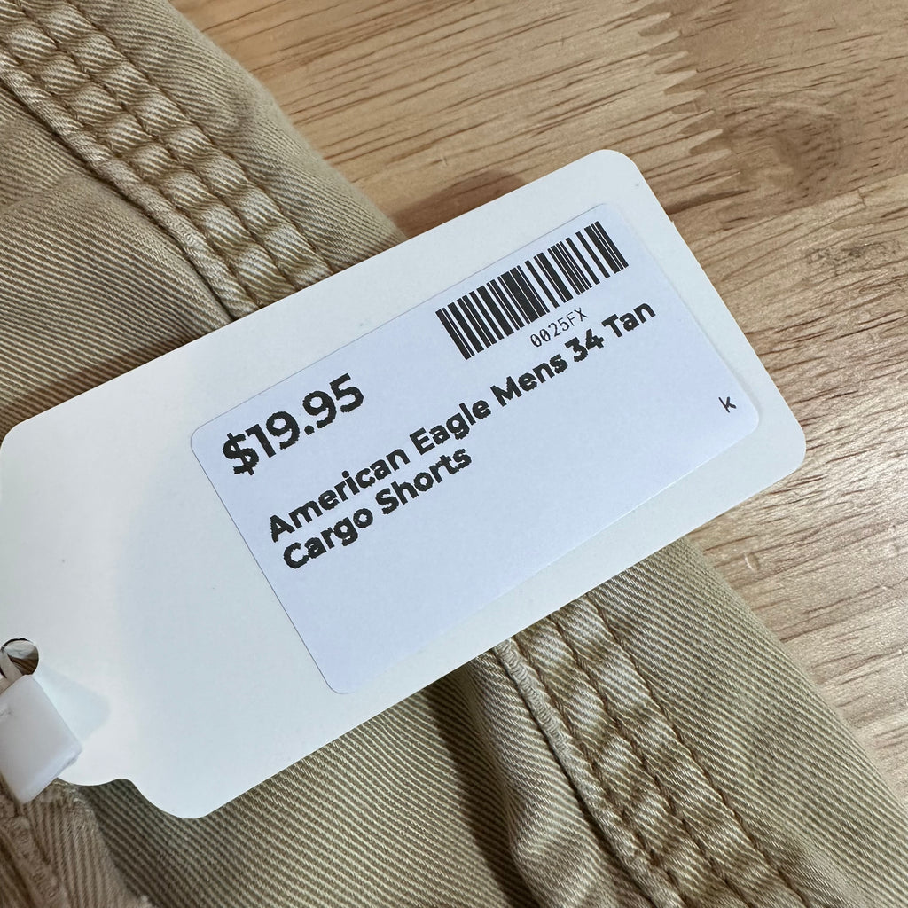 American Eagle Outfitters Classic Cargo Shorts Mens 34 Tan 10.5" inseam