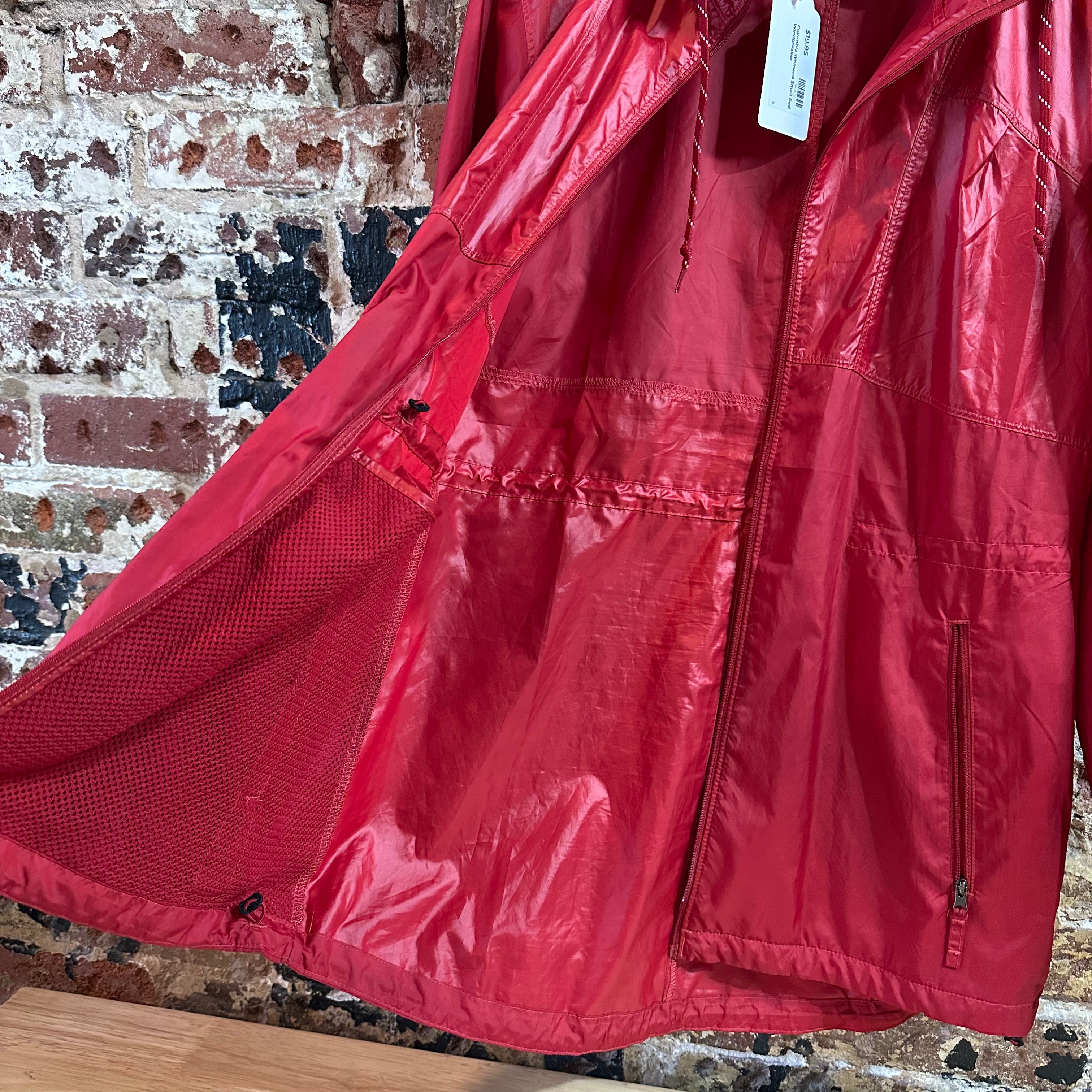 Columbia Windbreaker Women's Small Red Outdoor Rain Jacket Full Zip Hooded